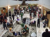 a view of the atrium hallway, in one of the quieter times. There were almost 5000 people at the con.