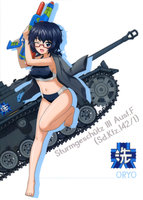 yande.re 404830 bikini girls_und_panzer gun megane oryou_(girls_und_panzer) silhouette swimsuits.jpg