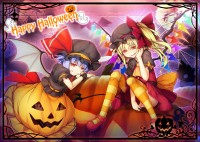 yande.re 584478 chima_q flandre_scarlet halloween heels pantsu remilia_scarlet skirt_lift tail thighhighs touhou wings.jpg